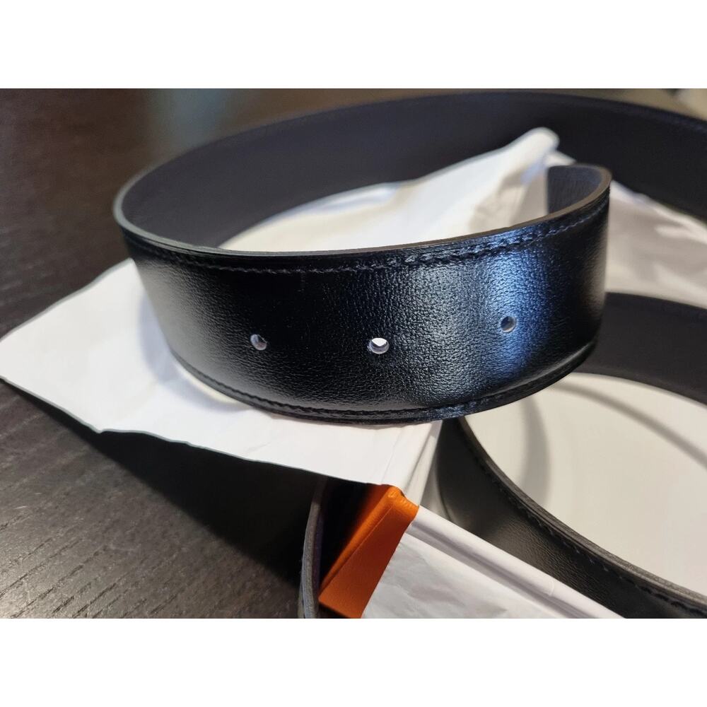 HERMES mens womens Noir & GREEN blue togo wide belt strap 120 cm